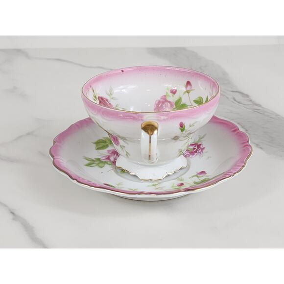 Norcrest Rare Teacup & Saucers French Rose Pink Floral Fine China Japan Vintage - Picture 5 of 16